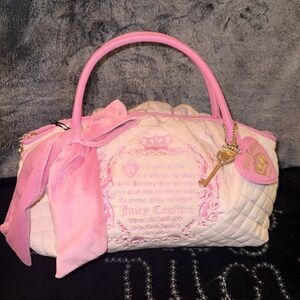 Juicy Couture Fairytale Juicy Bowler Once Upon A Time Pink Powder Blush Quilted